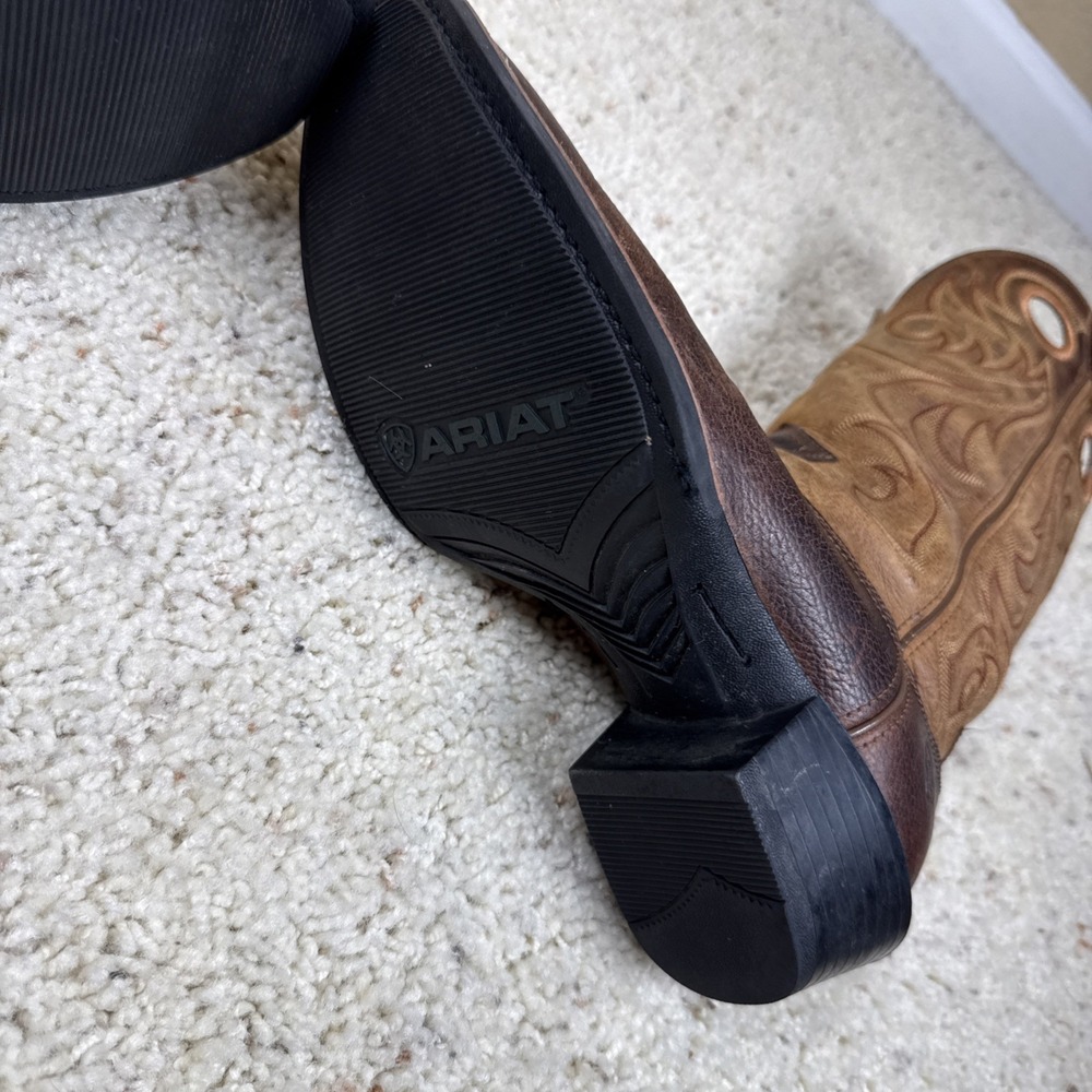 Ariat Cowboy Boots Brown Leather Square Toe Mens 10.5 D Style 10014025 EUC - Picture 7 of 9